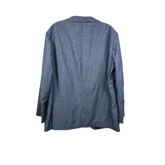 54 44 Mens Gant Rugger New Haven 3 Button Blue Chambray Blazer Sport Coat Silk - Picture 5 of 5